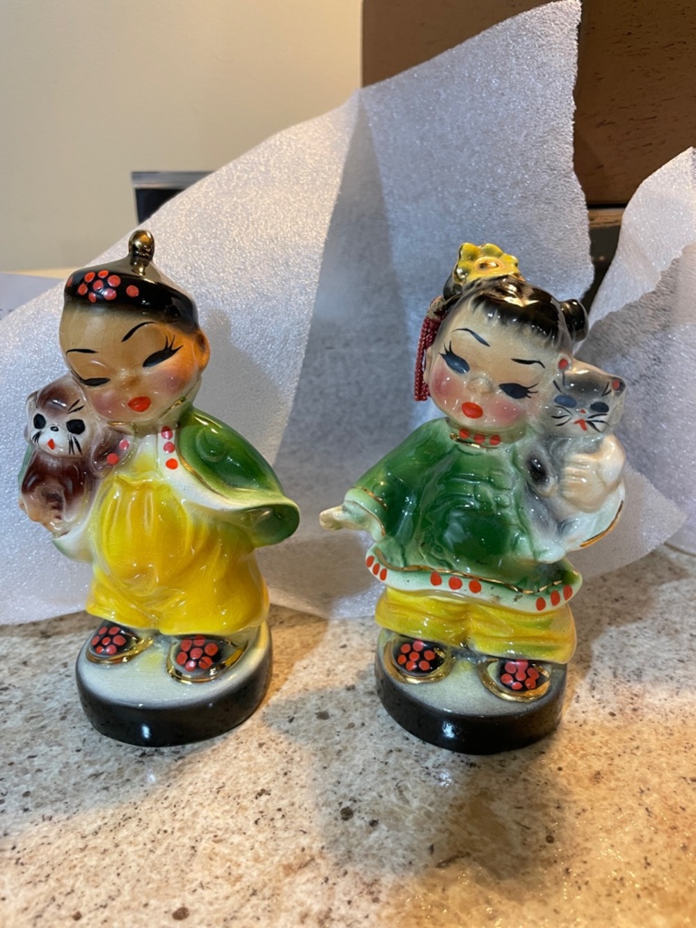 Josef Originals Chinese Boy and Girl Figurines with cute pets